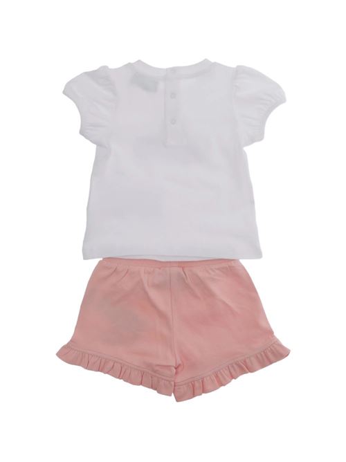Completo bambina Moschino Baby bianco con t-shirt e shorts MOSCHINO BABY | MBG01OLBA0085010